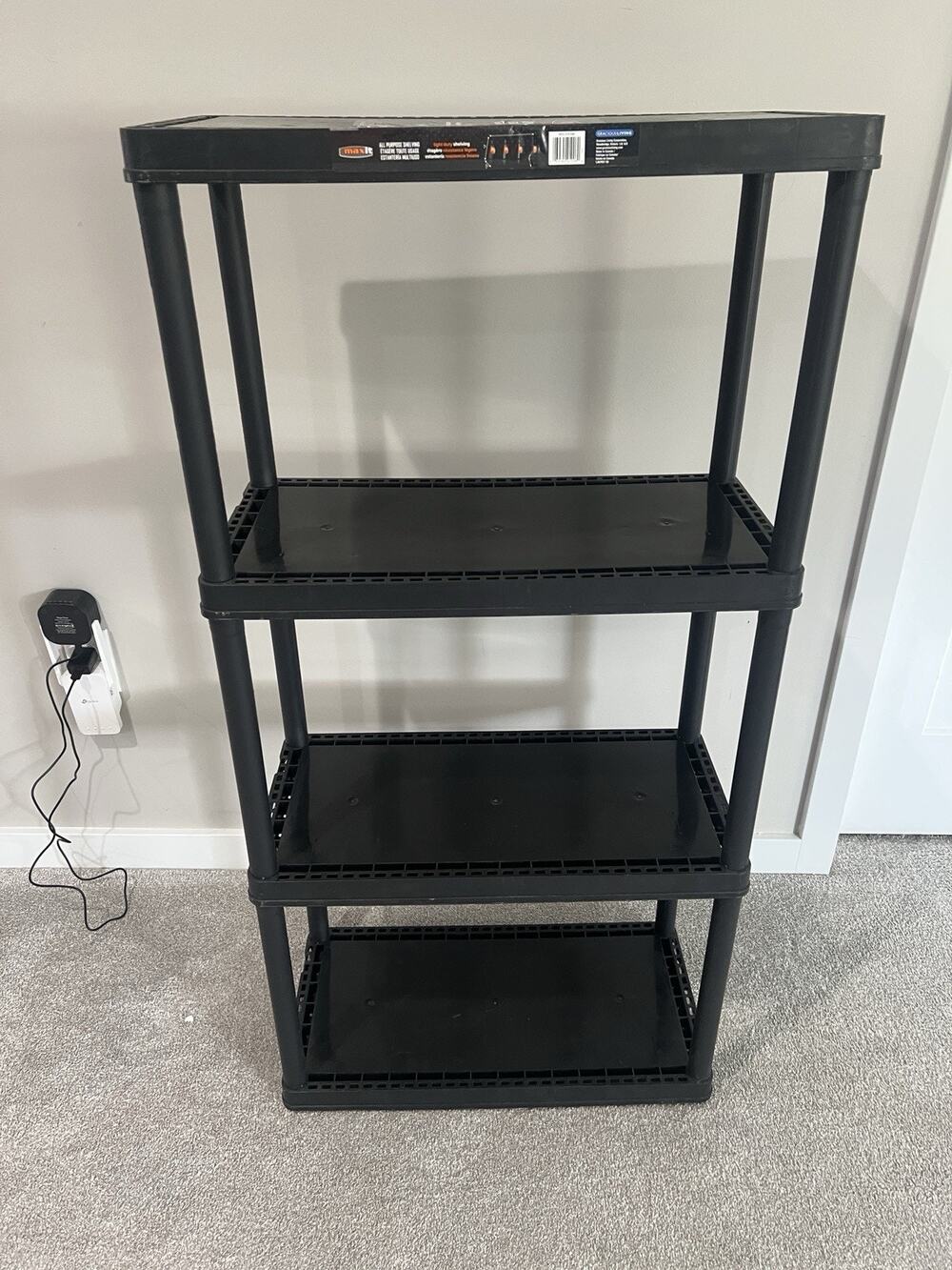 Gracious Living 4 Shelf Fixed Height Light Duty Storage Unit Black Home Plastic